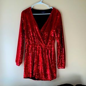 Haoduoyi Red Sequin Romper M